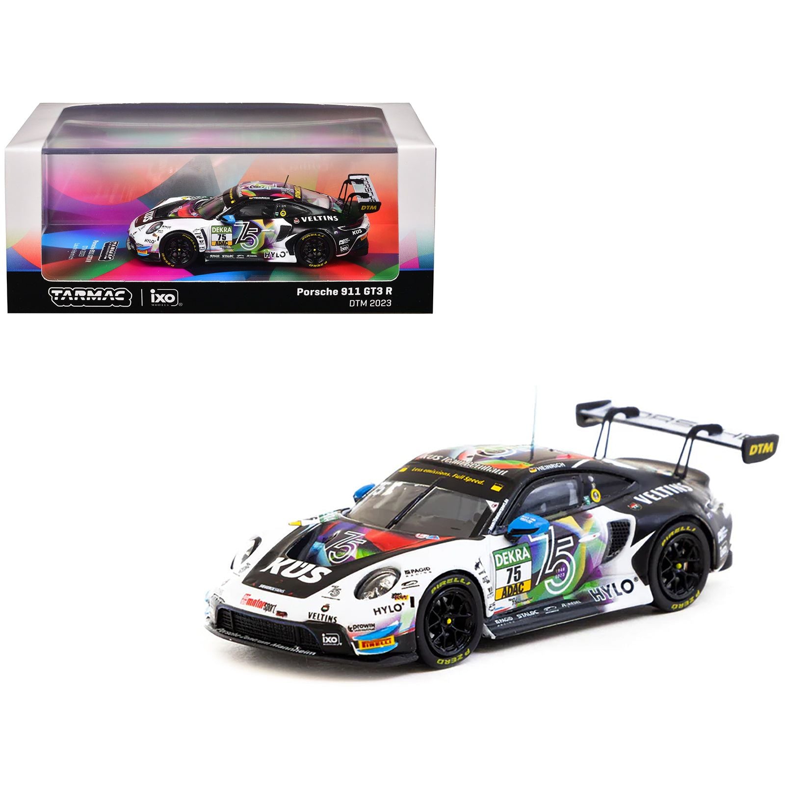 Porsche 911 GT3 R #75 Laurin Heinrich "KUS Team Bernhard" "Deutsche Tourenwagen Masters" (2023) "Hobby64" Series 1/64 Diecast Model by Tarmac Works