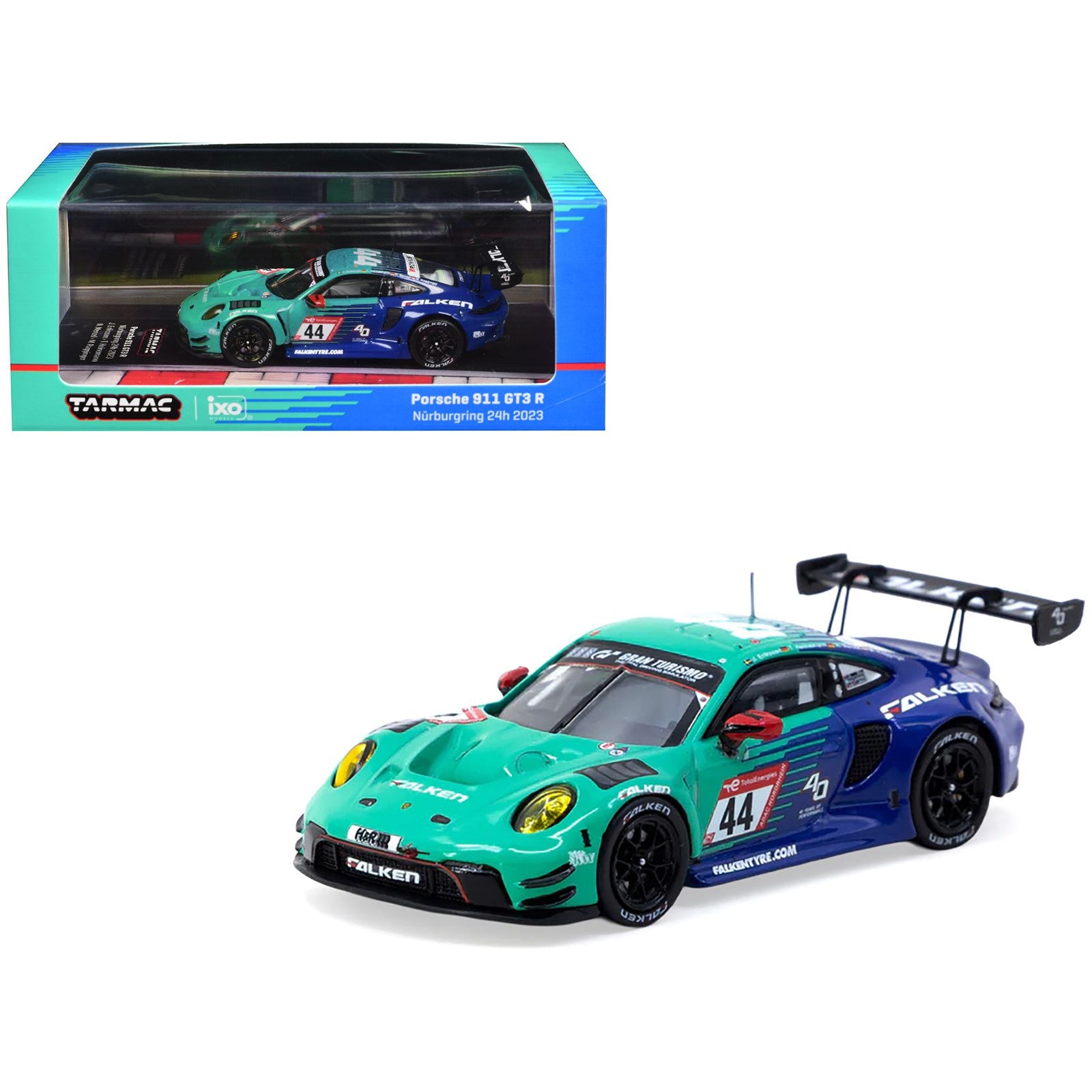 Porsche 911 GT3 R #44 Joel Eriksson - Tim Heinemann - Nico Menzel - Martin Ragginger "Falken Motorsports" "24 Hours of Nurburgring" (2023) "Hobby64" Series 1/64 Diecast Model by Tarmac Works
