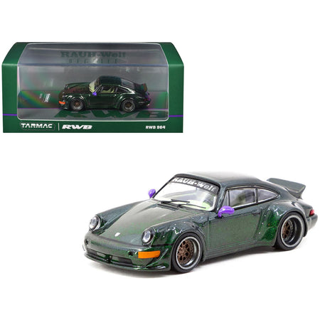 RWB 964 Green Metallic with Light Green Interior "Hobby64" Series 1/64 Diecast Model by Tarmac Works