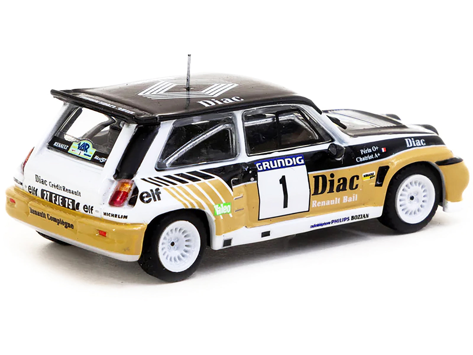 Renault 5 MAXI Turbo #1 Francois Chatriot- Michel Perin "Societe Diac" Winner "Rallye du Var" (1986) "Hobby64" Series 1/64 Diecast Model by Tarmac Works