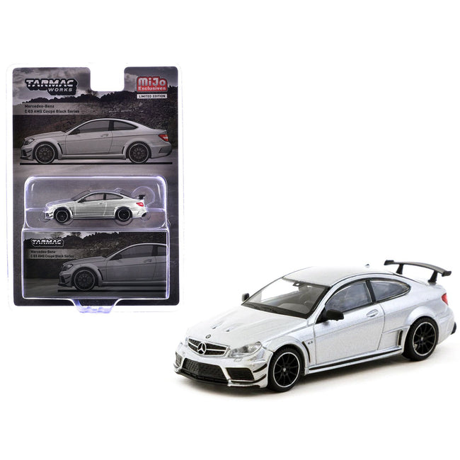 Mercedes-Benz C 63 AMG Coupe Black Series Silver Metallic "Global64" Series 1/64 Diecast Model by Tarmac Works