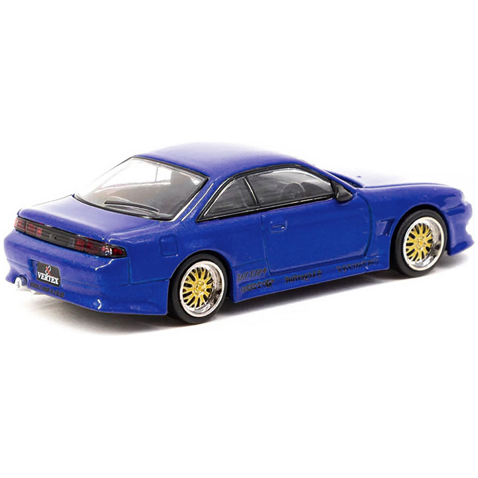 Nissan VERTEX Silvia S14 RHD (Right Hand Drive) Blue Metallic "Global64" Series 1/64 Diecast Model Car by Tarmac Works