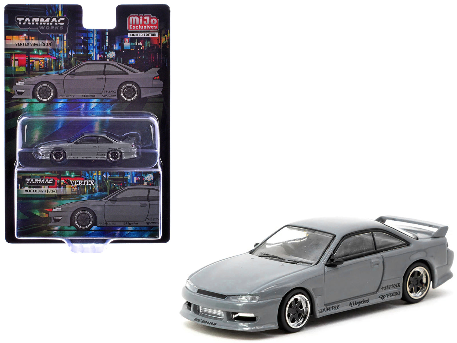 Nissan Silvia (S14) Vertex RHD (Right Hand Drive) Gray "Global64" Series 1/64 Diecast Model by Tarmac Works