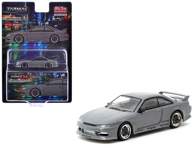 Nissan Silvia (S14) Vertex RHD (Right Hand Drive) Gray "Global64" Series 1/64 Diecast Model by Tarmac Works