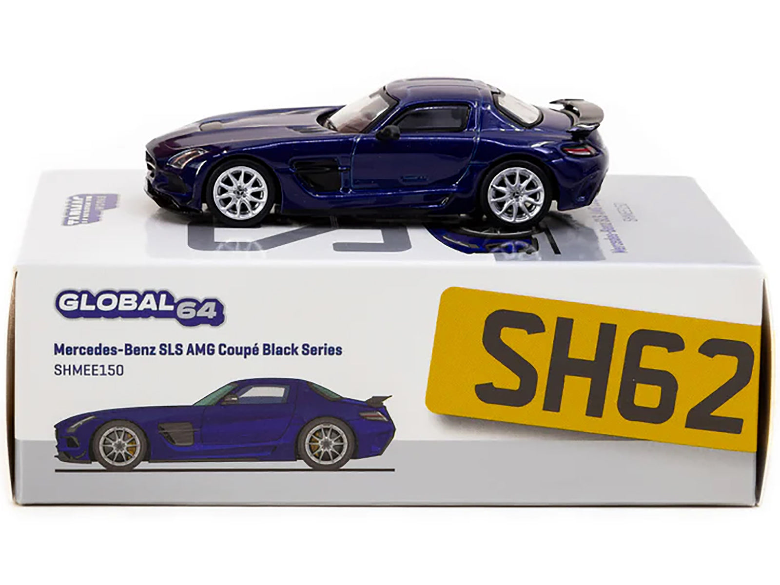 Mercedes-Benz SLS AMG Coupe Black Series Blue Metallic "SHMEE150" "Global64" Series 1/64 Diecast Model by Tarmac Works