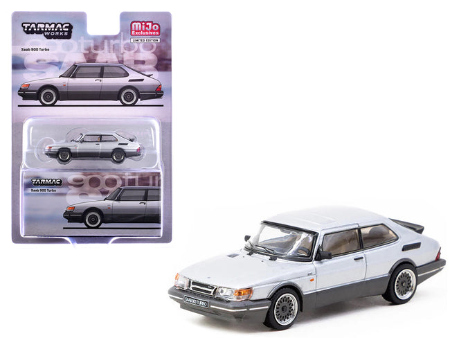 Saab 900 Turbo Silver Metallic "Global64" Series 1/64 Diecast Model by Tarmac Works
