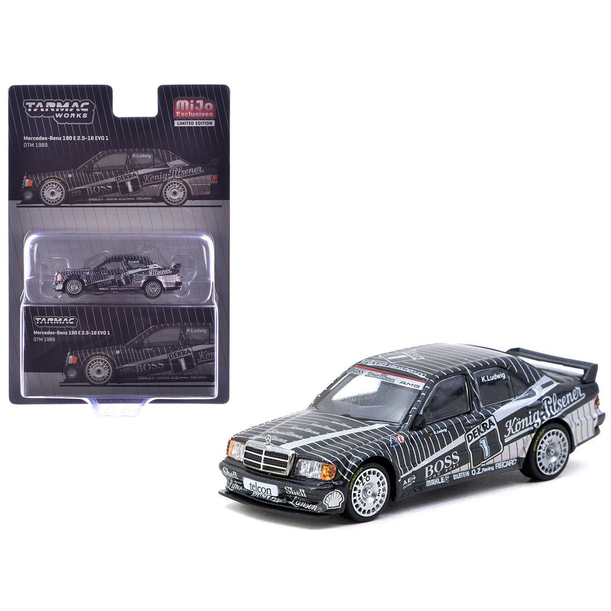 Mercedes-Benz 190 E 2.5-16 EVO 1 #1 Klaus Ludwig "Deutsche Tourenwagen Meisterschaft (DTM)" (1989) "Global64" Series 1/64 Diecast Model by Tarmac Works