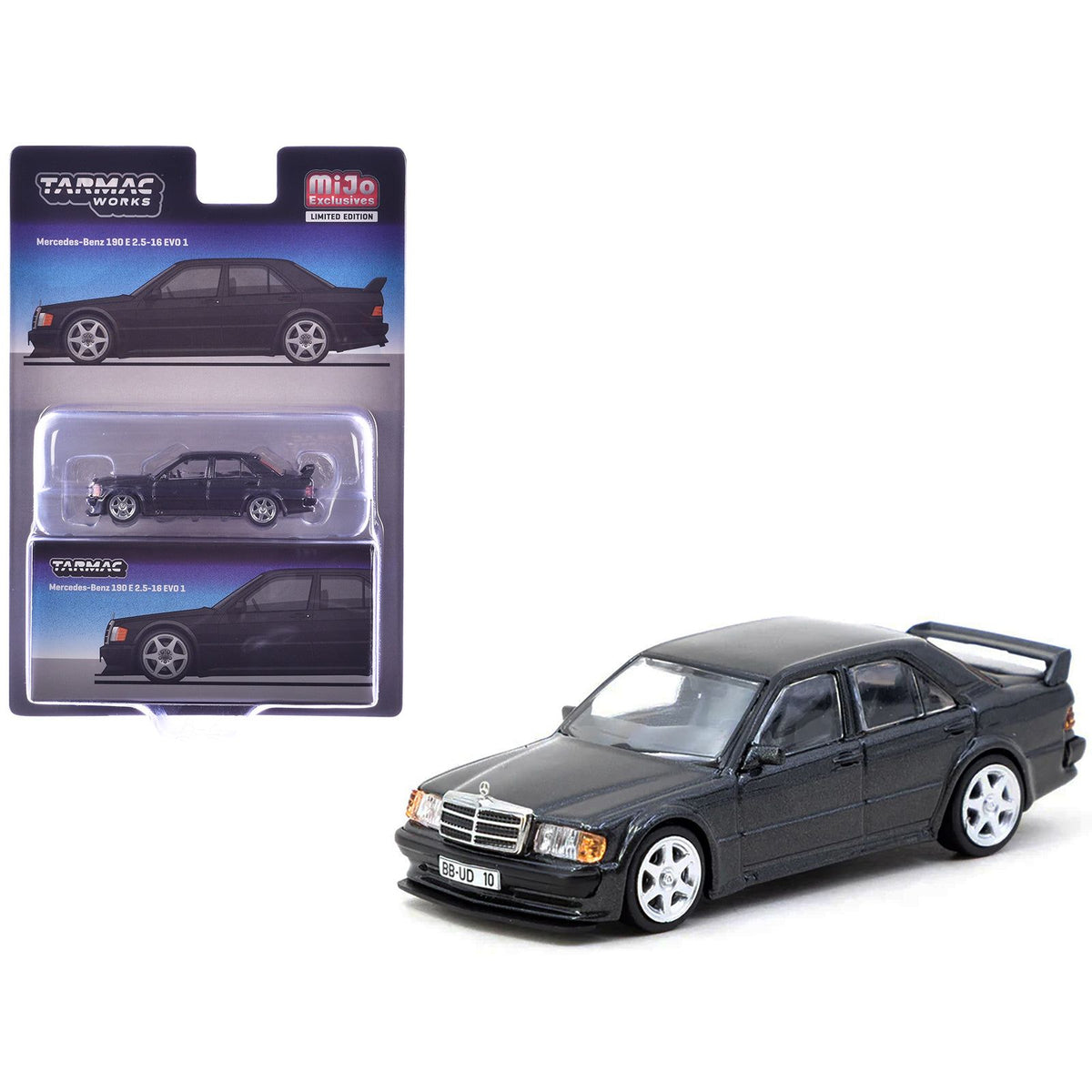 Mercedes-Benz 190 E 2.5-16 EVO 1 Blue-Black Metallic "Global64" Series 1/64 Diecast Model by Tarmac Works