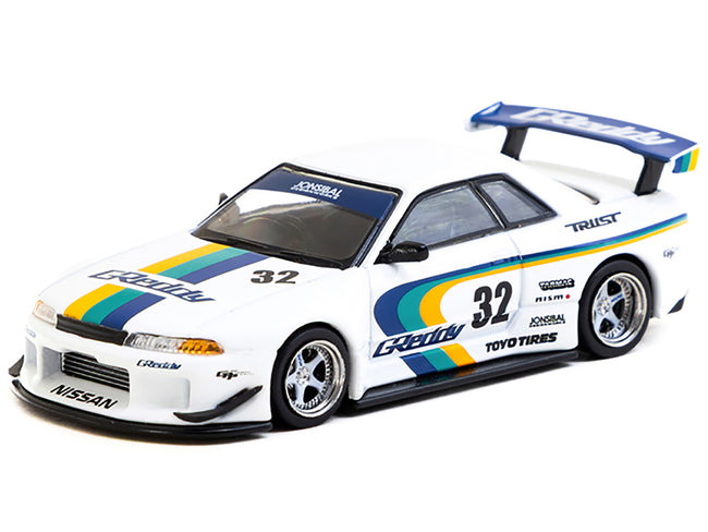 Nissan Skyline GT-R (R32) Widebody RHD (Right Hand Drive) #32 "Greddy - Jonsibal Designworks" White with Stripes "Global64" Series 1/64 Diecast Model by Tarmac Works