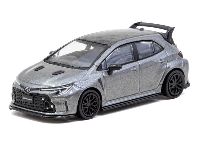 Toyota GR Corolla RHD (Right Hand Drive) Gray Metallic with Metal Oil Can Packaging "Global64" Series 1/64 Diecast Model Car by Tarmac Works