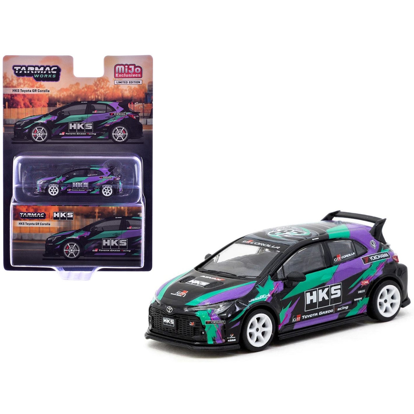 Toyota GR Corolla RHD (Right Hand Drive) "HKS" Black with Graphics "Global64" Series 1/64 Diecast Model by Tarmac Works