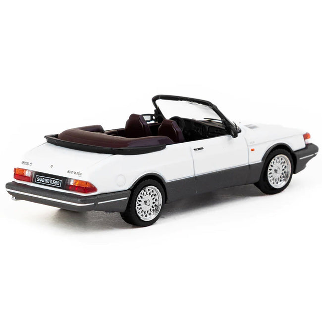 Saab 900 Turbo Convertible White and Gray "Global64" Series 1/64 Diecast Model by Tarmac Works
