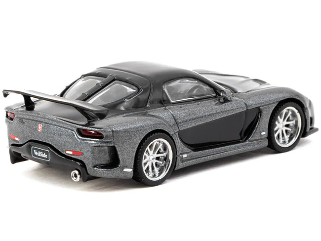 Mazda RX-7 "VeilSide Fortune7" RHD (Right Hand Drive) Gray Metallic and Black "Global64" Series 1/64 Diecast Model Car by Tarmac Works