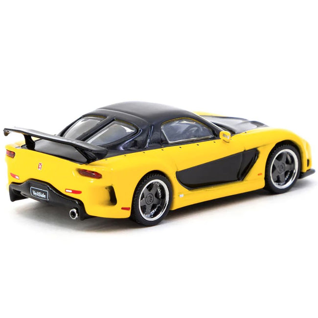 Mazda RX-7 VeilSide Fortune7 RHD (Right Hand Drive) Yellow and Black "Global64" Series 1/64 Diecast Model by Tarmac Works