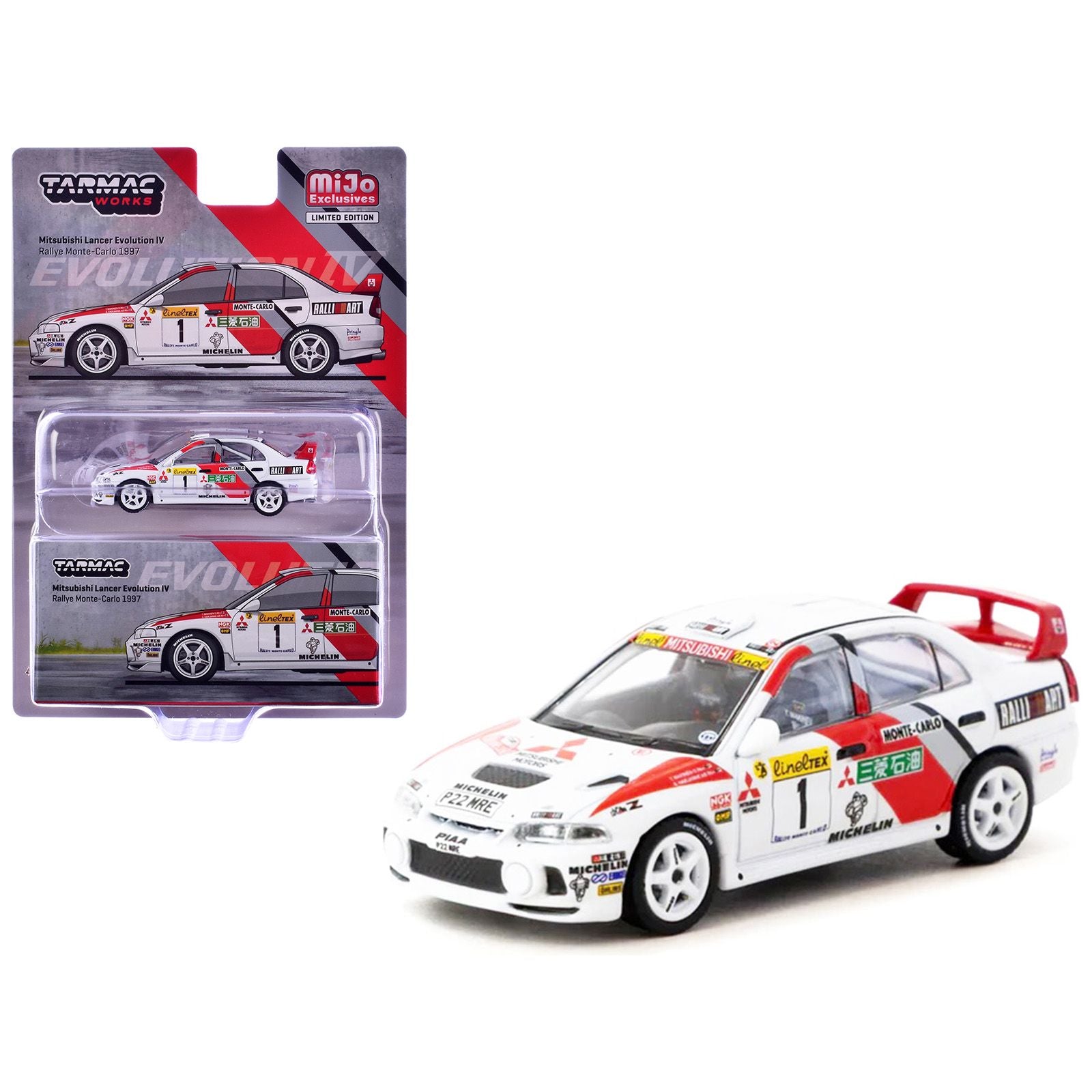 Mitsubishi Lancer Evolution IV #1 Tommi Makinen - Seppo Harjanne 3rd Place "Monte Carlo Rally" (1997) "Global64" Series 1/64 Diecast Model by Tarmac Works