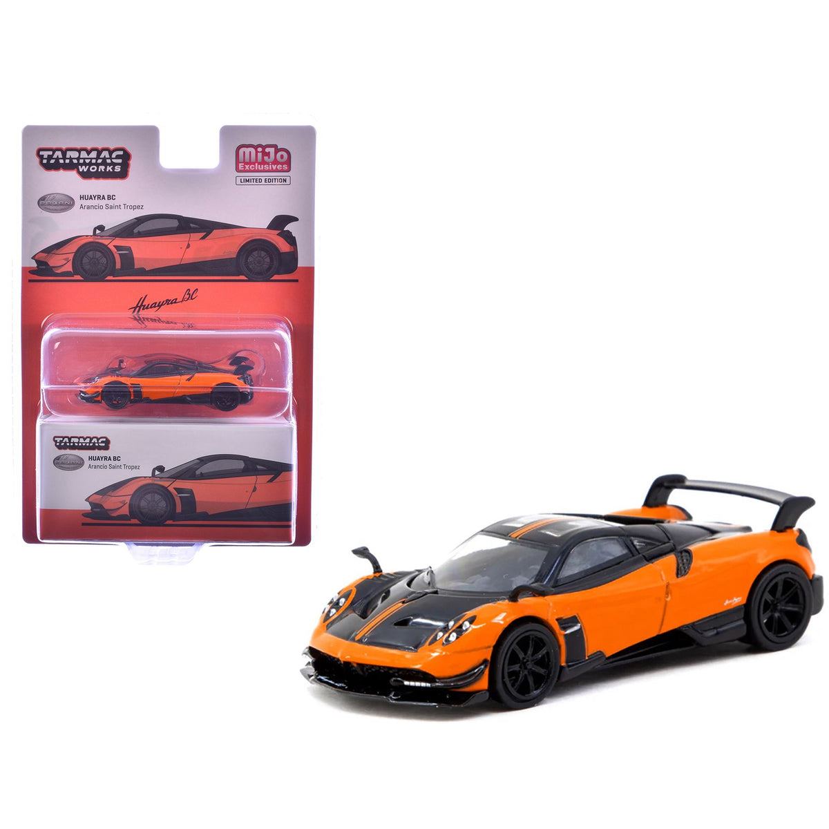 Pagani Huayra BC Arancio Saint Tropez Orange and Black "Global64" Series 1/64 Diecast Model by Tarmac Works
