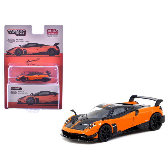 Pagani Huayra BC Arancio Saint Tropez Orange and Black "Global64" Series 1/64 Diecast Model by Tarmac Works
