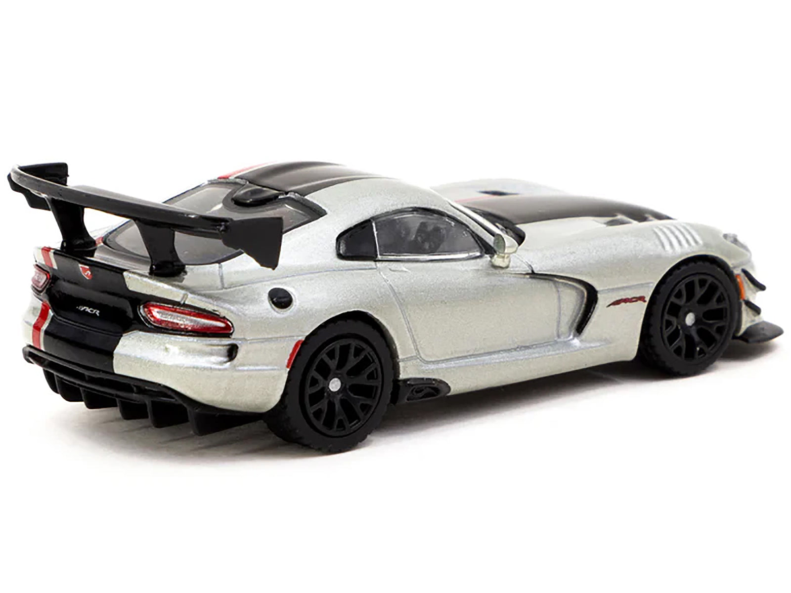 Dodge Viper ACR Extreme Silver Metallic with Black and Red Stripes "Global64" Series 1/64 Diecast Model by Tarmac Works