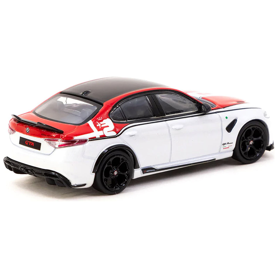 Alfa Romeo Giulia GTA White and Red with Black Top "Global64" Series 1/64 Diecast Model by Tarmac Works