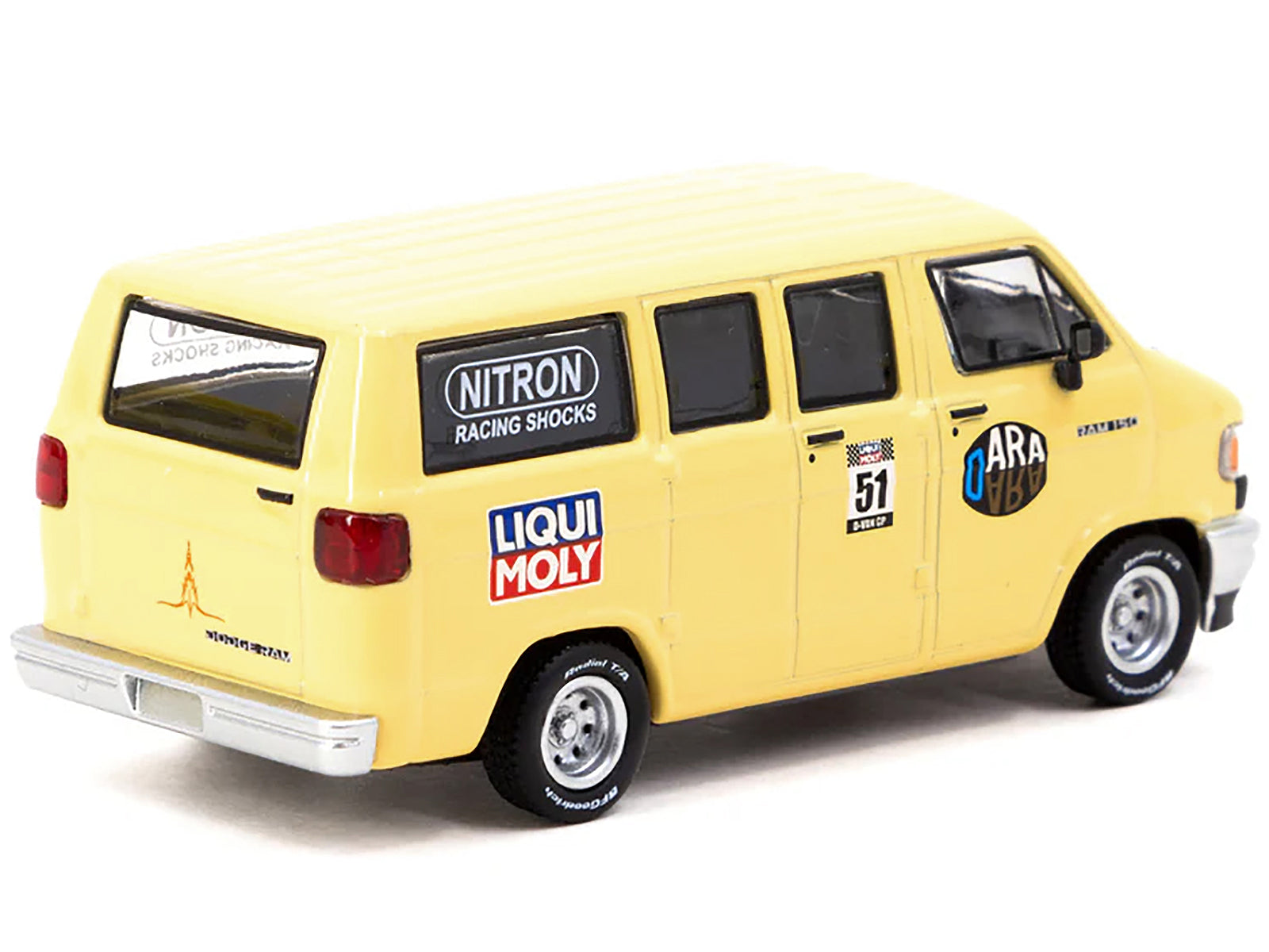 Dodge Ram 150 Van Yellow with Black Hood and Graphics "Global64" Series 1/64 Diecast Model by Tarmac Works