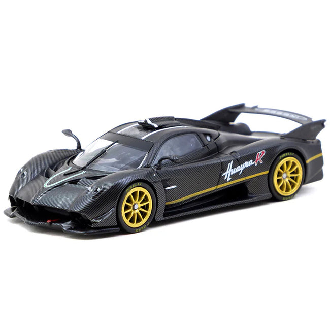 Pagani Huayra R Matt Black Carbon Fiber with Gold Wheels Limited Edition to 3552 pieces Worldwide "Global64" Series 1/64 Diecast Model by Tarmac Works
