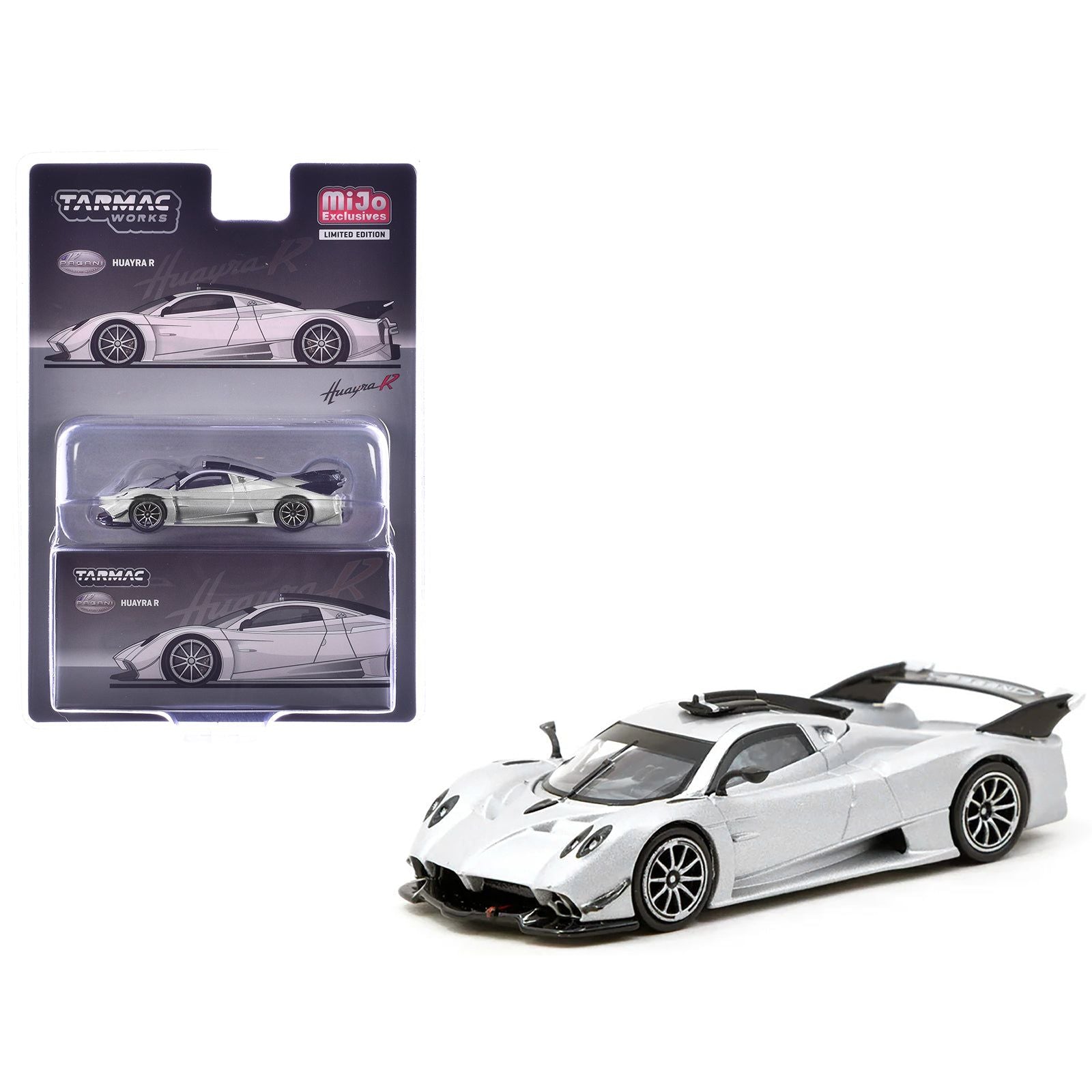 Pagani Huayra R Satin Silver Metallic "Global64" Series 1/64 Diecast Model by Tarmac Works