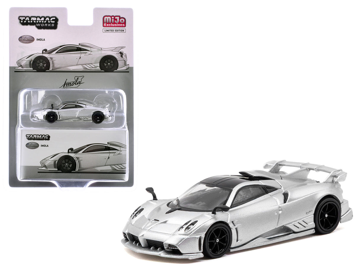 Pagani Imola Matt Silver Metallic with Black Top "Global64" Series 1/64 Diecast Model Car by Tarmac Works