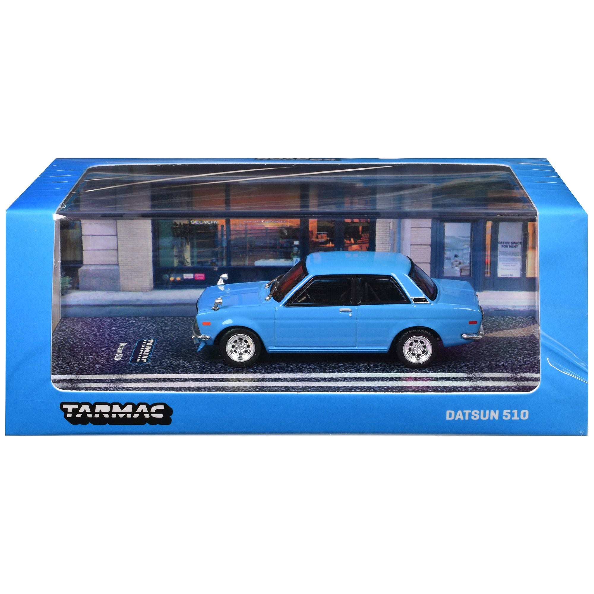 Datsun 510 Light Blue "Road64" Series 1/64 Diecast Model Car by Tarmac Works