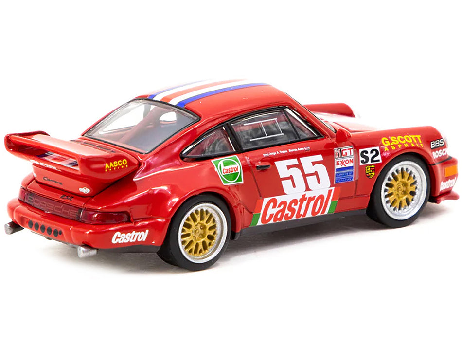 Porsche 911 RSR 3.8 #55 Red with Stripes and Graphics "Collab64" Series 1/64 Diecast Model Car by Schuco & Tarmac Works