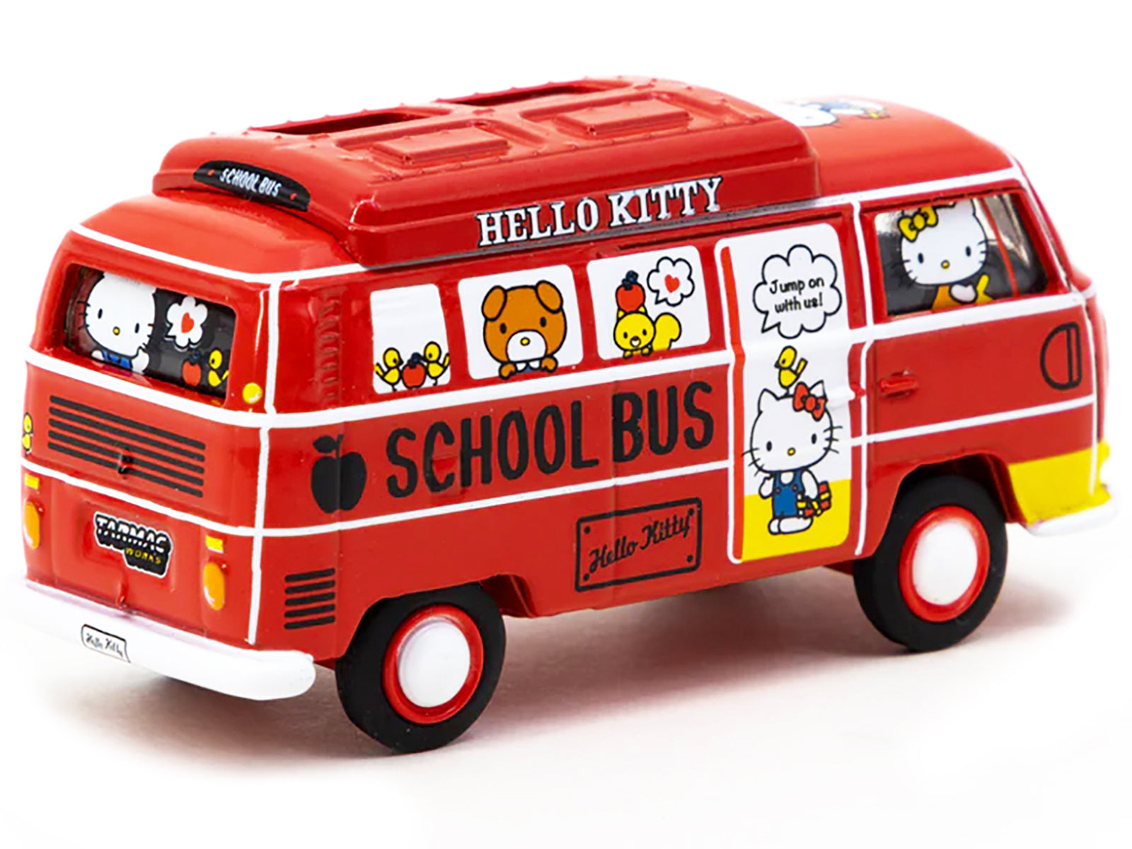 Volkswagen Type II (T2) Van Red "Hello Kitty Capsule School Bus" "Collab64" Series 1/64 Diecast Model Car by Schuco & Tarmac Works