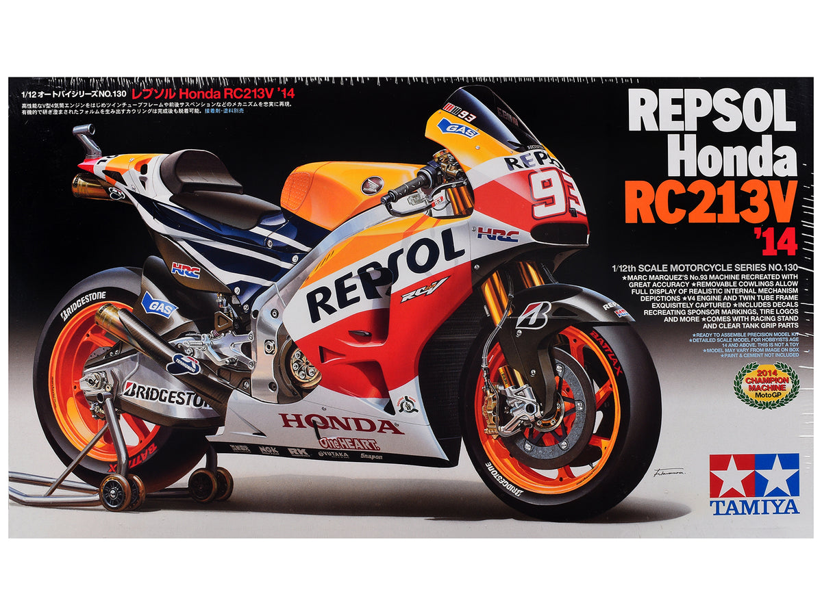 Model Kit Honda RC213V Motorcycle #93 Marc Marquez "Repsol Honda" Winner "Moto GP Championship" (2014) 1/12 Scale Model by Tamiya