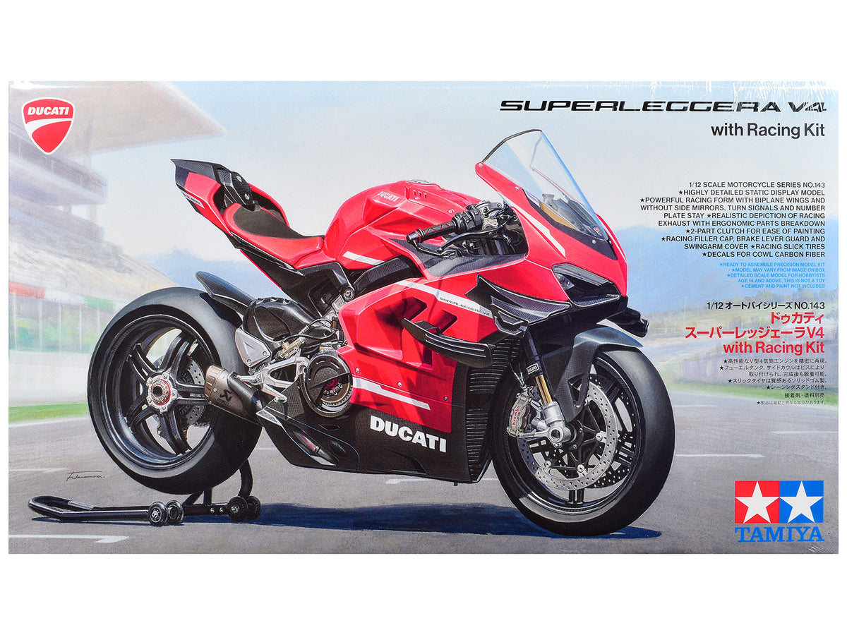 Model Kit Ducati Superleggera V4 Motorcycle with Racing Kit 1/12 Scale Model by Tamiya