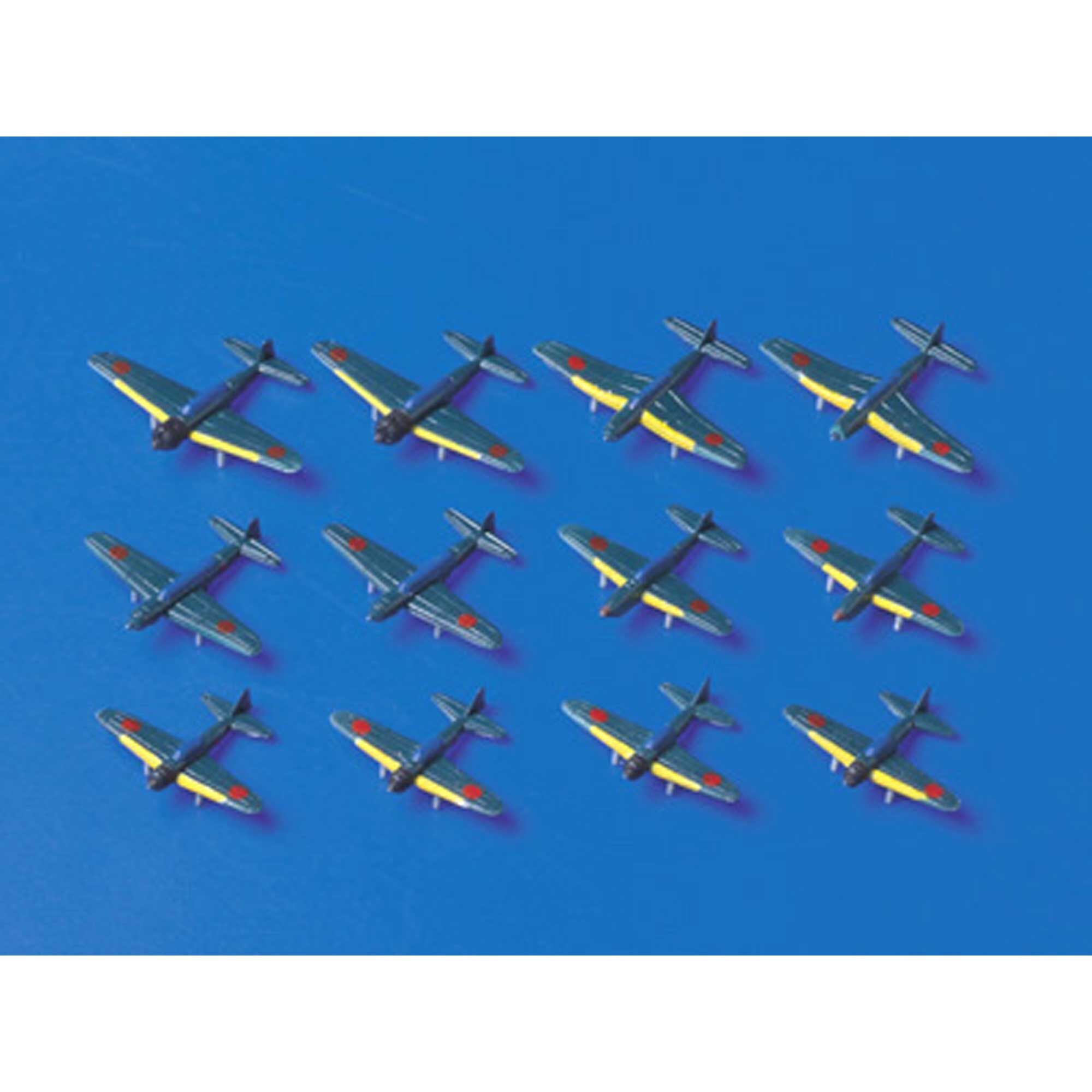 Model Japanese planes on blue background