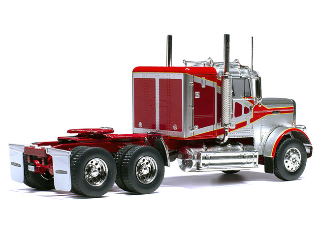 1977 Freightliner FLC 120 64 T Truck Tractor Red and Silver Metallic 1/43 Diecast Model by IXO Models