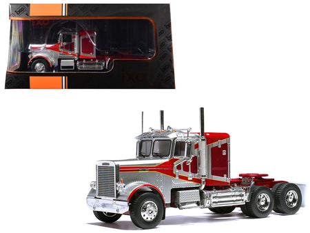 1977 Freightliner FLC 120 64 T Truck Tractor Red and Silver Metallic 1/43 Diecast Model by IXO Models