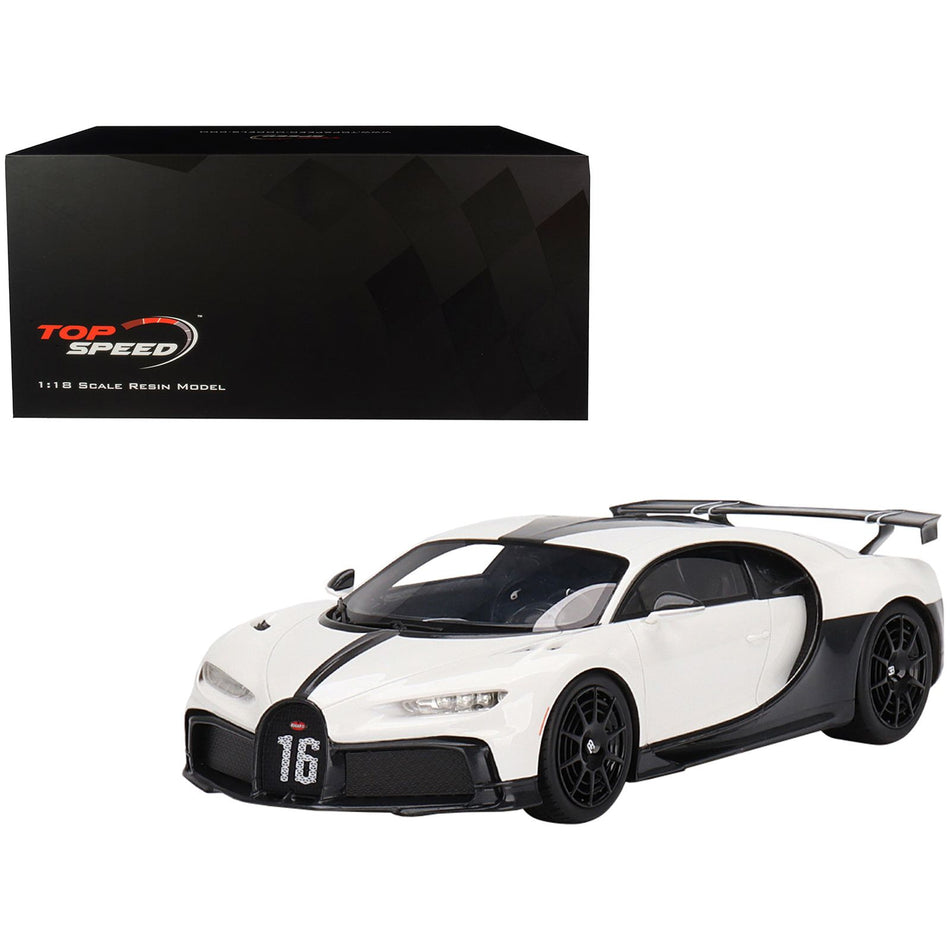 Bugatti Chiron Pur Sport White and Black 1/18 Model Car by Top Speed