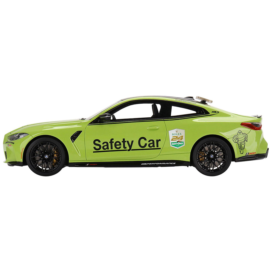 BMW M4 "Safety Car" Light Green with Carbon Top "24 Hours of Daytona" (2022) 1/18 Model Car by Top Speed