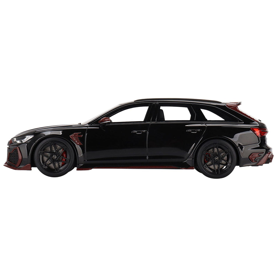 Audi RS6 ABT "Johann Abt Signature Edition" Black with Red Carbon Accents 1/18 Model Car by Top Speed