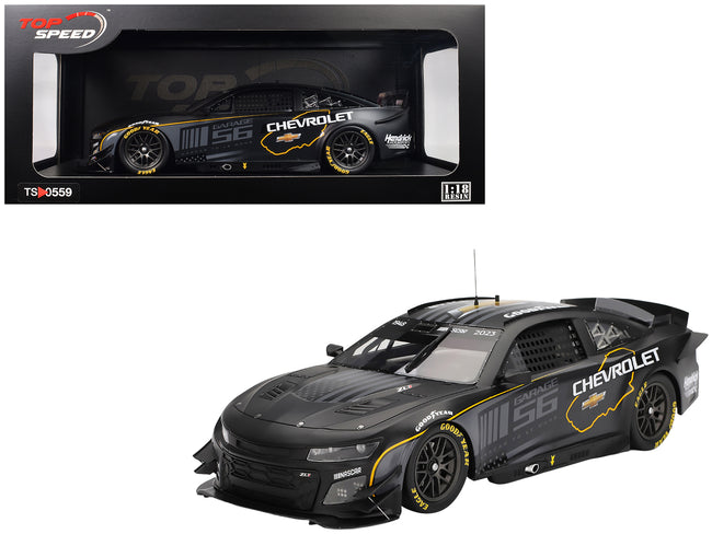 Chevrolet Camaro ZL1 #24 "Hendrick Motorsports Test Car" Matt Black with Graphics 1/18 Model Car by Top Speed