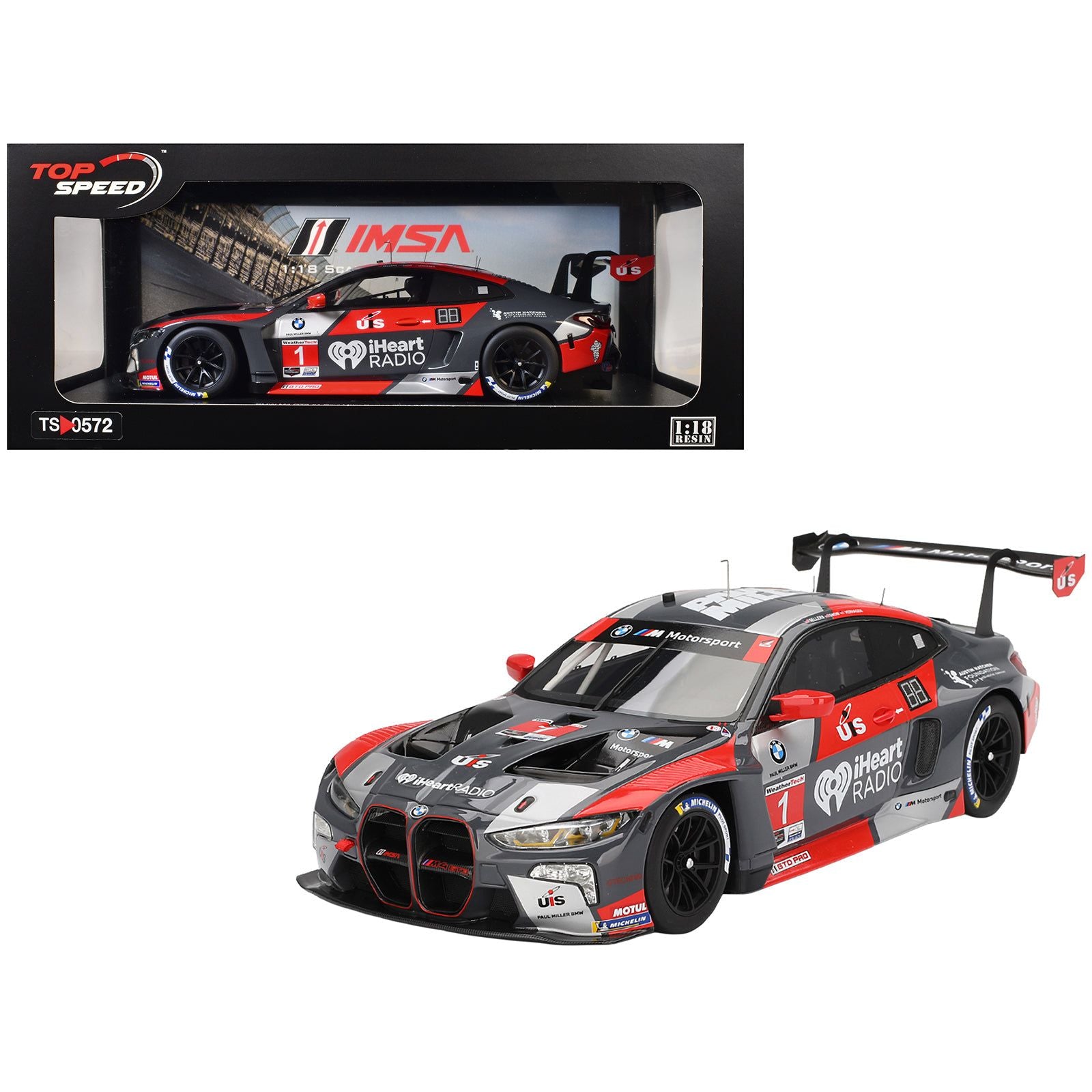 BMW M4 GT3 #1 Bryan Sellers - Madison Snow - Neil Verhagen "Paul Miller Racing" "12 Hours of Sebring" (2024) 1/18 Model Car by Top Speed