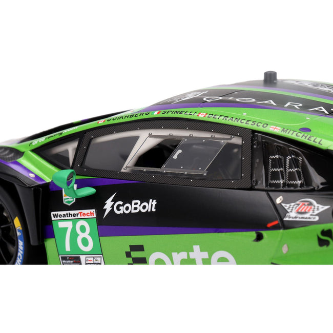 Lamborghini Huracan GT3 EVO2 #78 Devlin DeFrancesco - Misha Goikhberg - Sandy Mitchell - Loris Spinelli "Forte Racing" IMSA "24 Hours of Daytona" (2024) 1/18 Model Car by Top Speed
