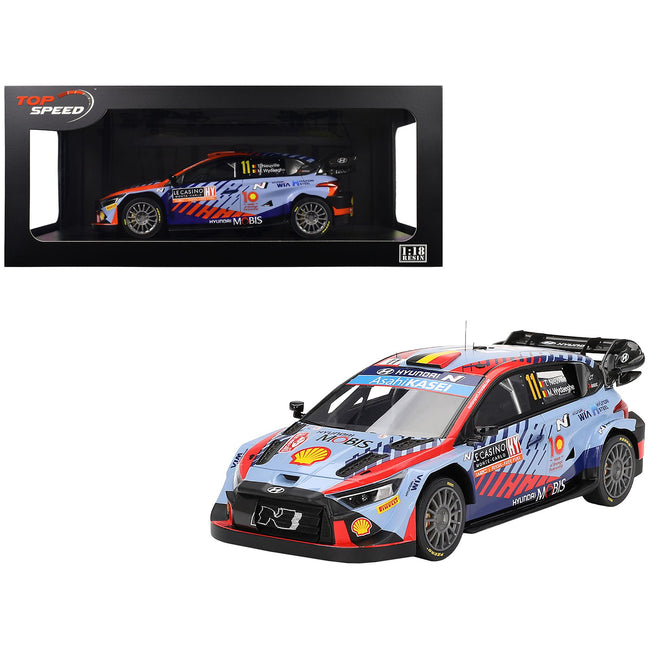 Hyundai i20 N Rally1 Hybrid #11 Thierry Neuville - Martijn Wydaeghe "Hyundai Shell Mobis WRT"  Winner WRC "Monte Carlo Rally" (2024) 1/18 Model Car by Top Speed