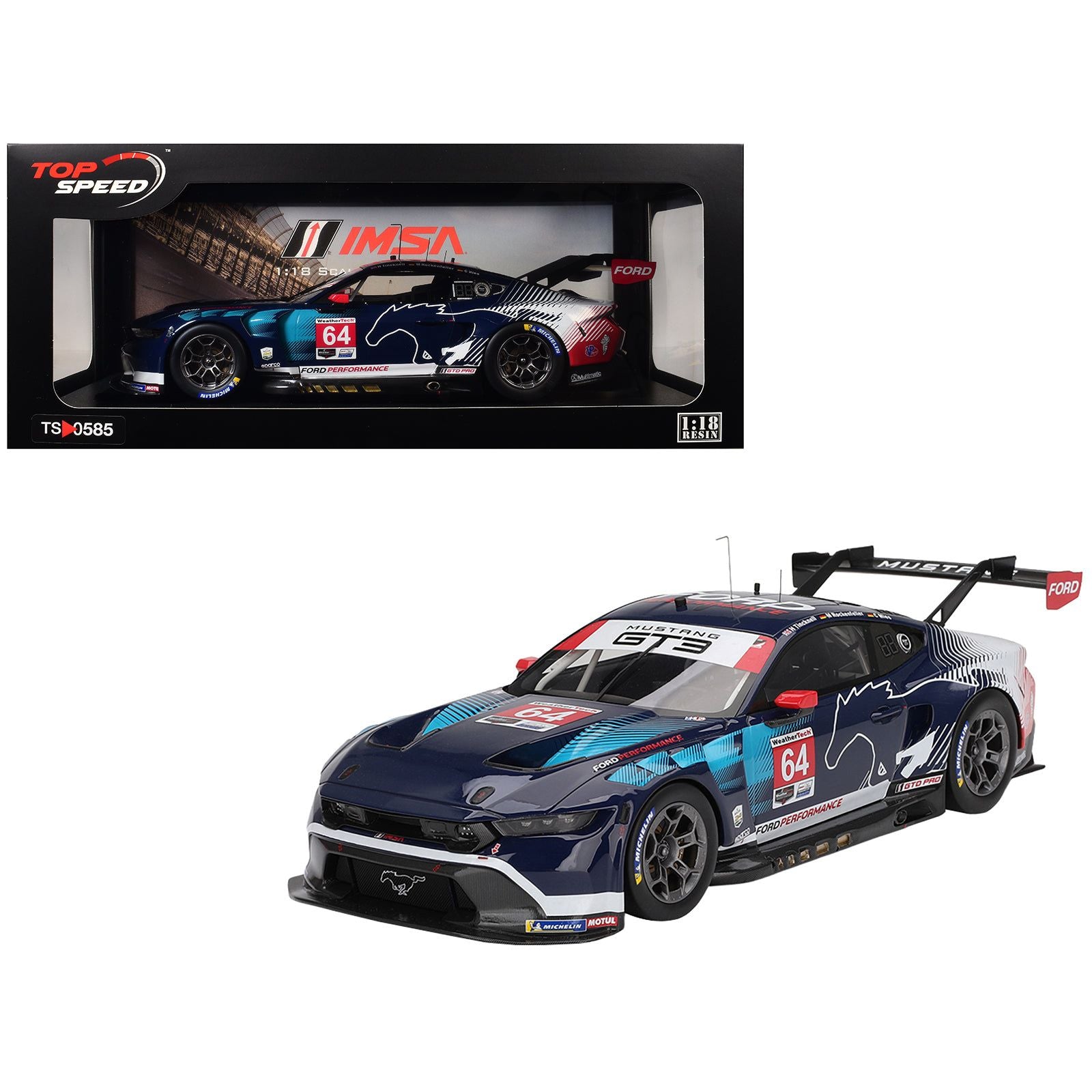 Ford Mustang GT3 #64 Christopher Mies - Mike Rockenfeller - Harry Tincknell "Ford Multimatic Motorsports" "24 Hours of Daytona" (2024) 1/18 Model Car by Top Speed