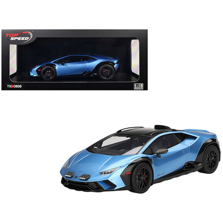 Lamborghini Huracan Sterrato Blu Aegir Blue Metallic with Matt Black Top 1/18 Model Car by Top Speed