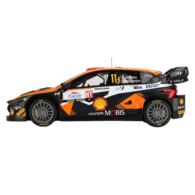 Hyundai i20 N Rally1 Hybrid #11 Thierry Neuville - Martijn Wydaeghe "Hyundai Shell Mobis WRT" Winner "Rally Croatia Power Stage" (2023) 1/18 Model Car by Top Speed
