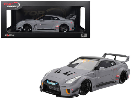 Nissan LB-Silhouette WORKS GT 35GT-RR Ver.1 RHD (Right Hand Drive) Matt Gray with Black Top 1/18 Model Car by Top Speed
