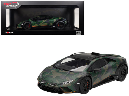 Lamborghini Huracan Sterrato All-Terrain "BOSCO" Green Camouflage 1/18 Model Car by Top Speed