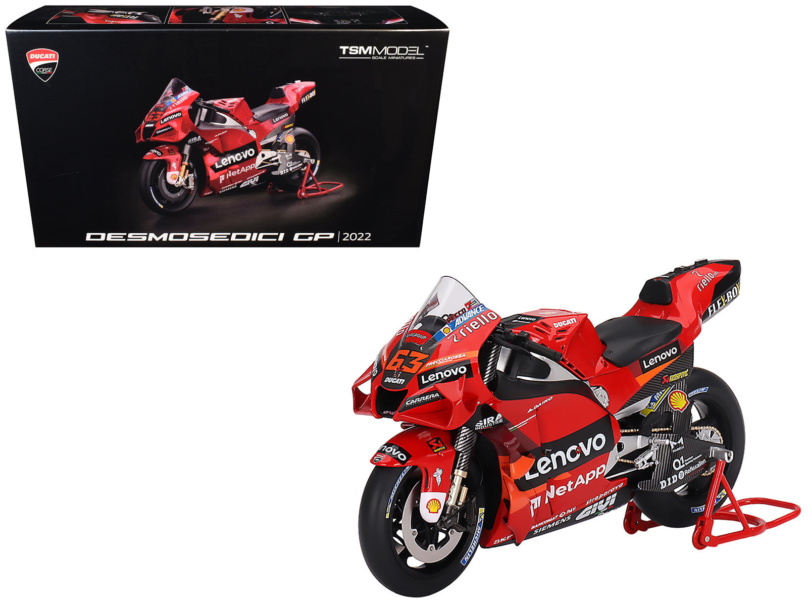 Ducati Desmosedici #63 Francesco Bagnaia "Presentation" "MotoGP World Championship" (2022) 1/12 Motorcycle Model by True Scale Miniatures