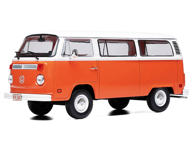 1974 Volkswagen T2 Bus Orange and White 1/24 Diecast Model by IXO Models