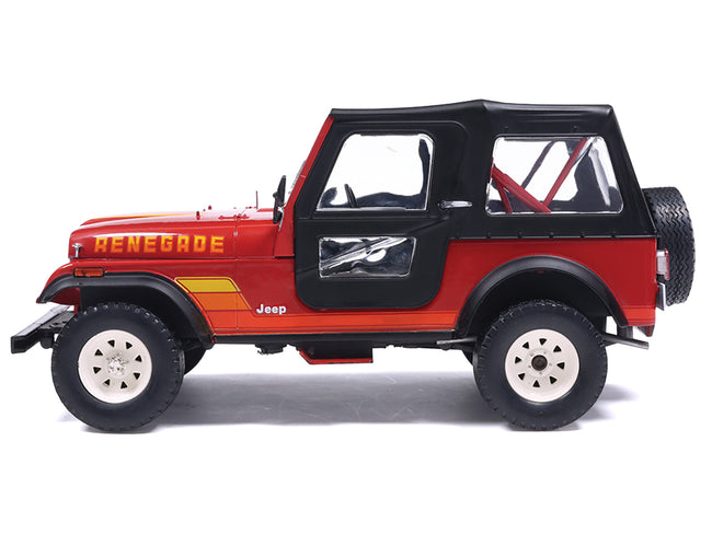 1983 Jeep Renegade Red with Stripes and Black Top 1/24 Diecast Model by IXO Models